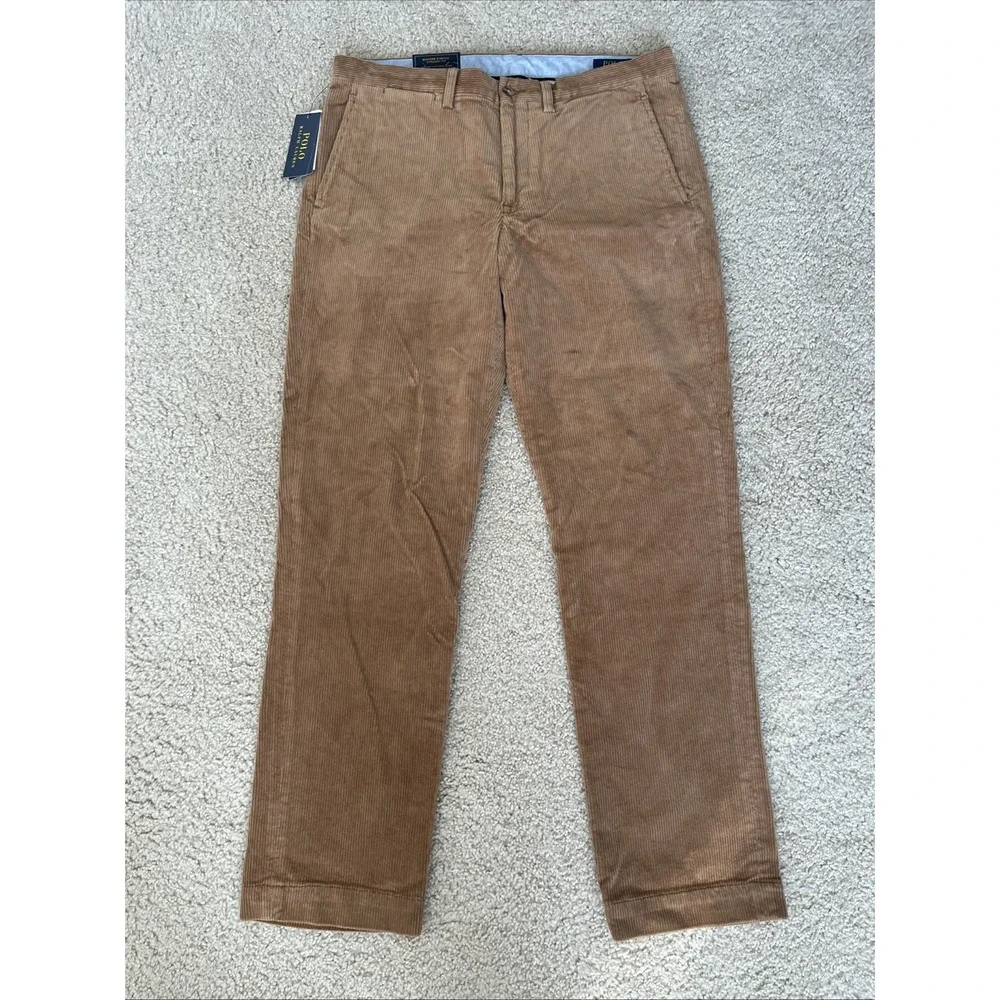 Polo Ralph Lauren Bedford Straight Fit Brown Corduroy Pants 34x32 NWT